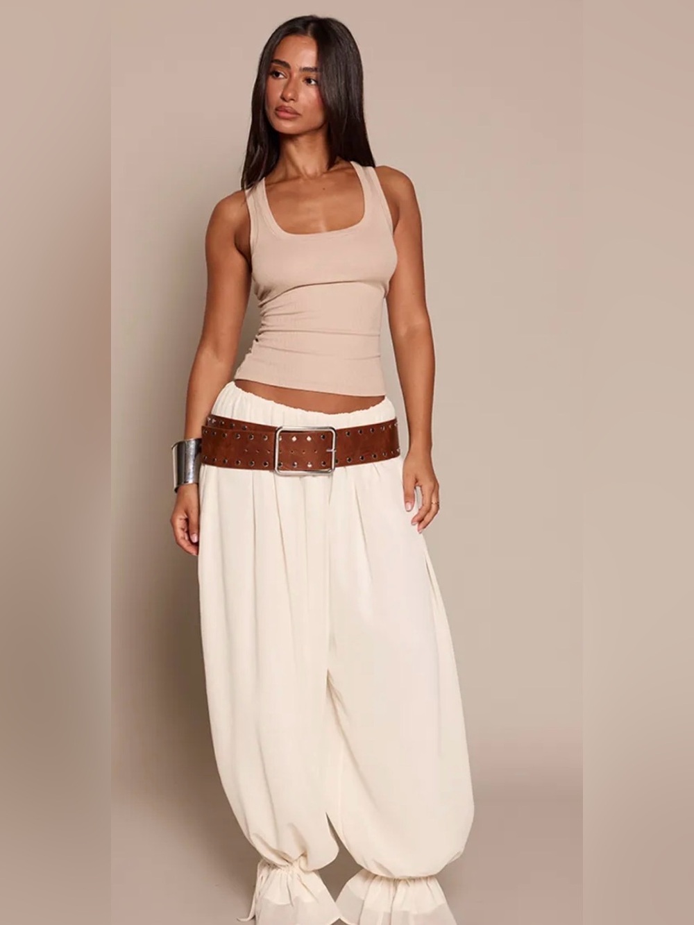 Petite chiffon balloon trousers
